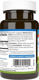 Vitamina K2 - 5 mg - 60 cápsulas - Carlson Labs