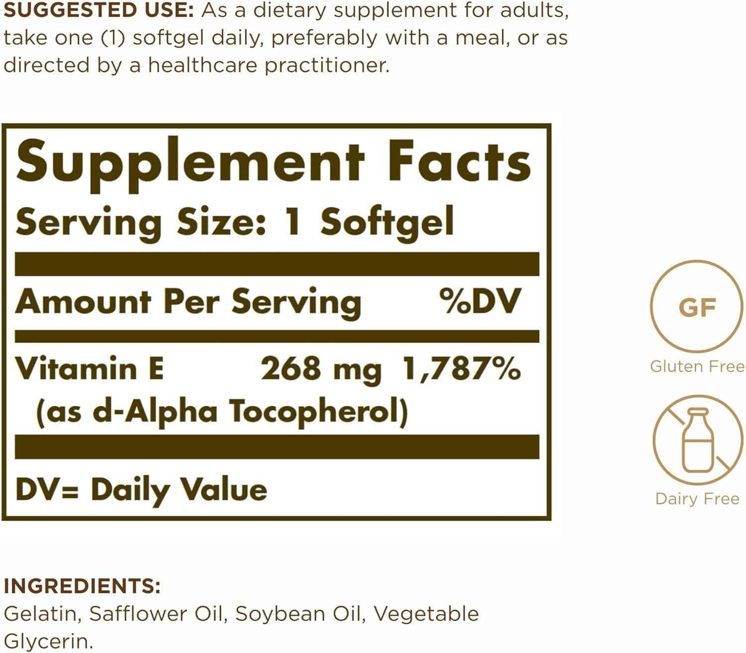 Vitaminas E, 400 TV - 100 minkštųjų gniaužtų - Solgaras