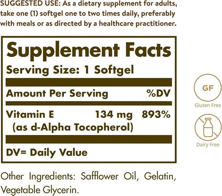 Vitamin E, 200 IU -100 Softgels - Solgar