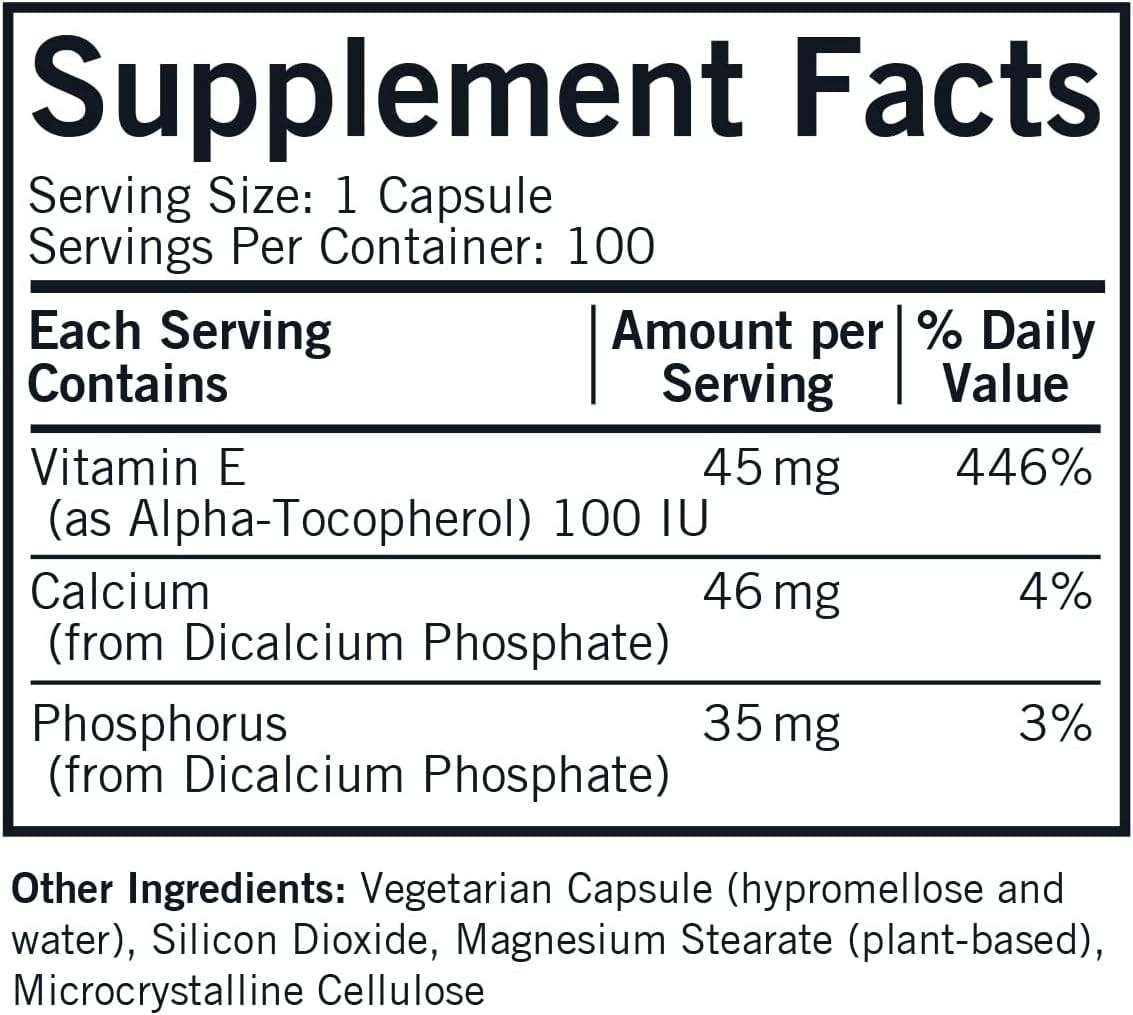 Vitamin E 100IU, Hypoallergenic, 100 Capsules - Kirkman Laboratories