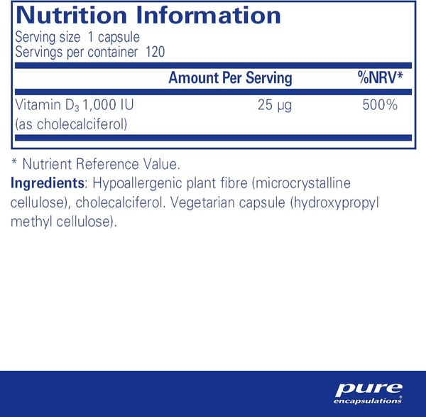 D3/D -3 1000 NE 120 VCAPS -vitamin - Tiszta kapszulák