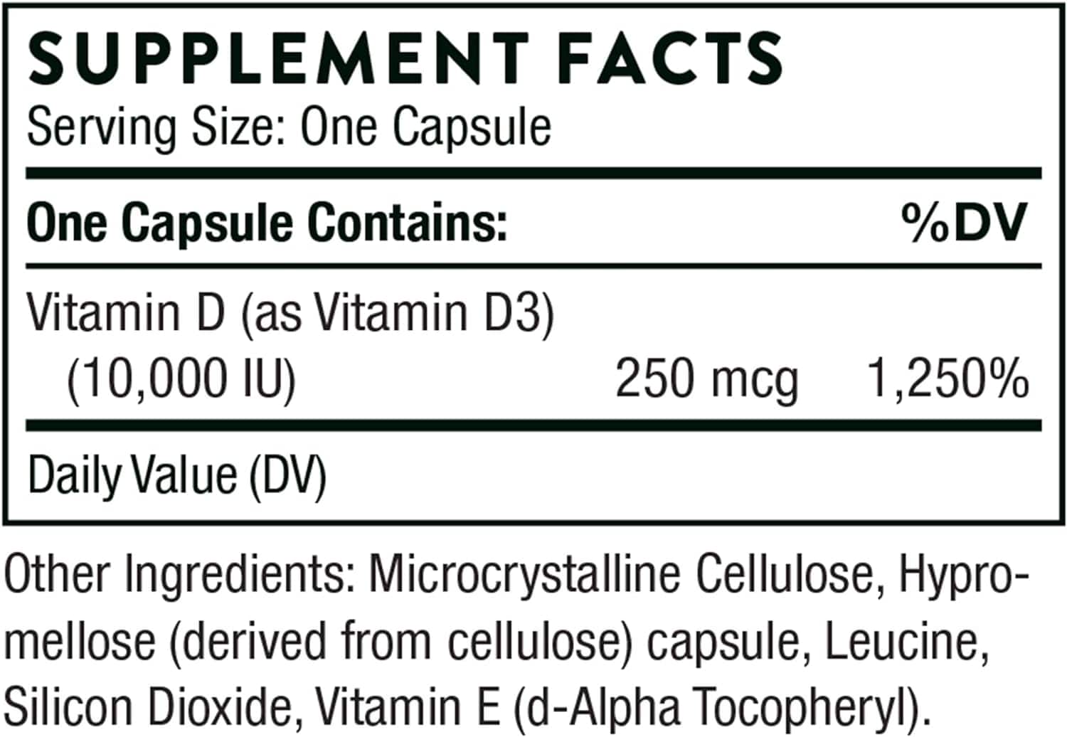 Vitamina D3/D -3 - D -10000 - 60 VEG Caps - Thorne