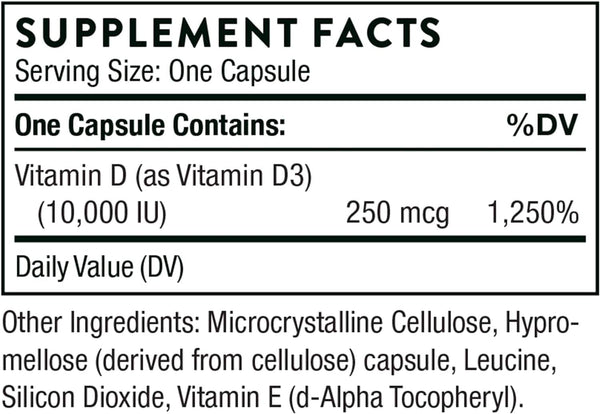 Vitamina D3/D -3 - D -10000 - 60 Caps Vegs - Thorne