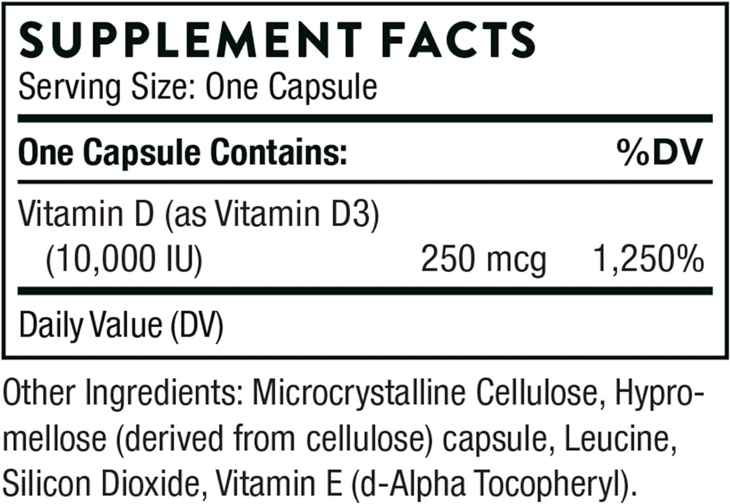 Vitamin D3/D-3 - D-10000 - 60 Veg Caps - Thorne