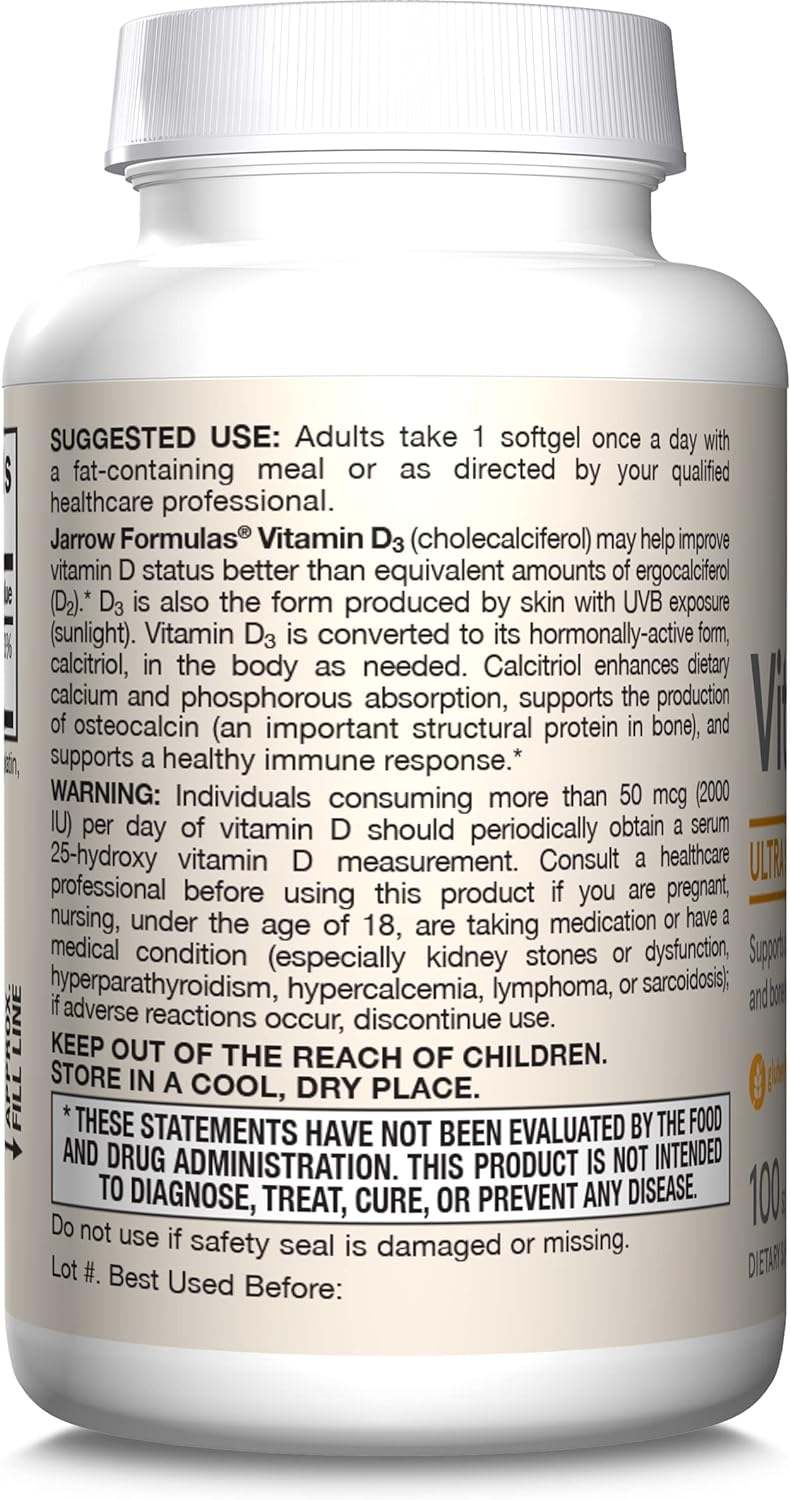 Jarrow Formulas Vitamin D3, 2500 IU - 100 softgels