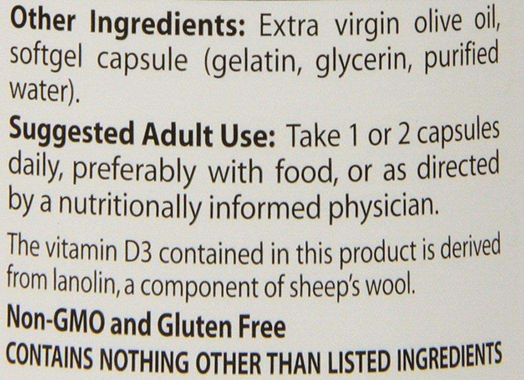 Vitamina D3 125mcg (5000 UI), 720 Softgels - El mejor médico