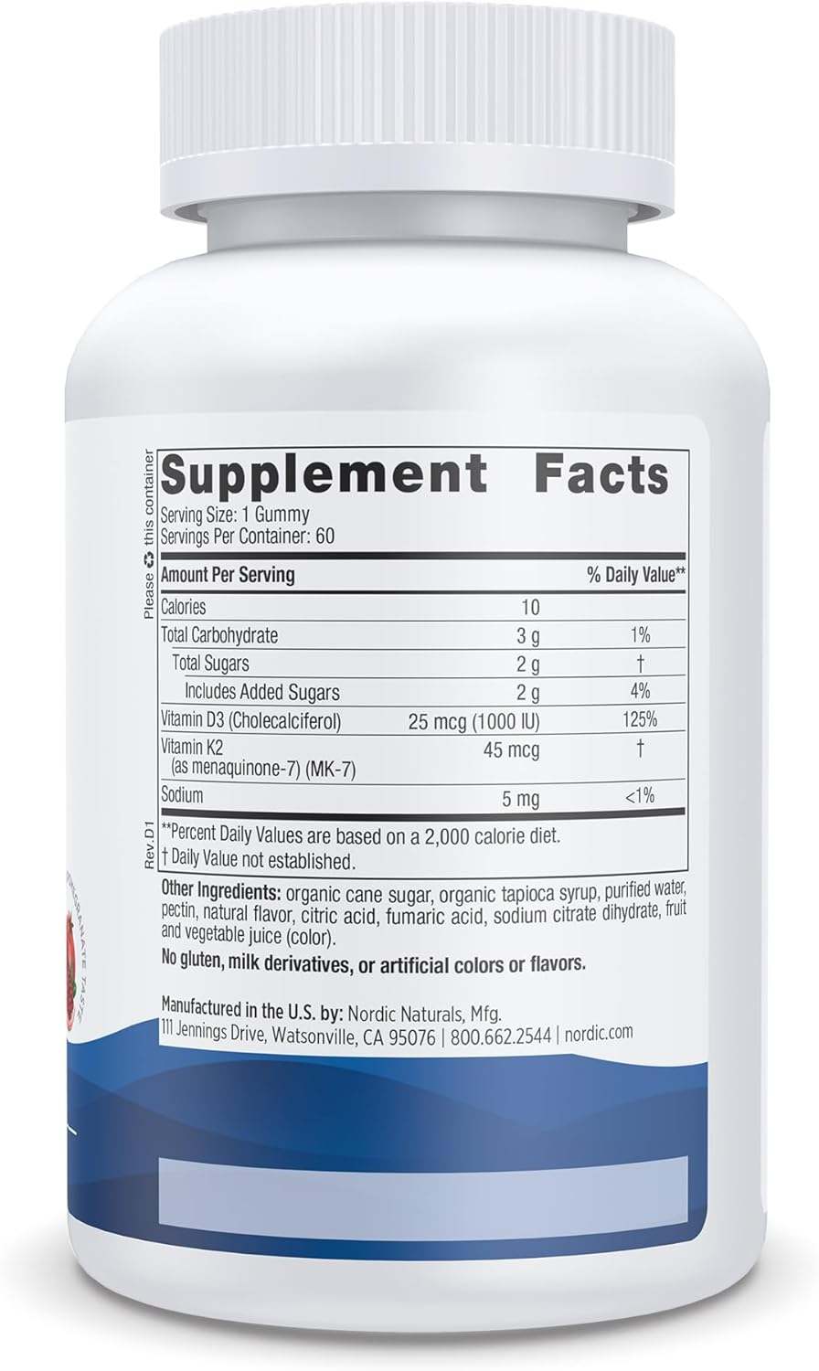 Vitamin D3 + K2 Gummies (šipkat) 60 Gummies - Nordic Naturals