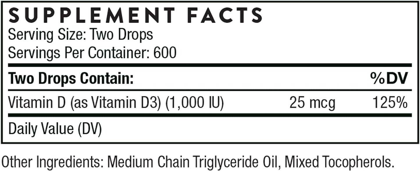 Kapalina vitamin D (D3 / D -3) (1oz / 30 ml) - 600 porcí - Thorne