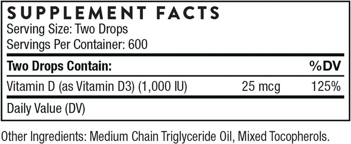 Витамин D (D3 / D -3) течност (1oz / 30 ml) - 600 порции - Thorne