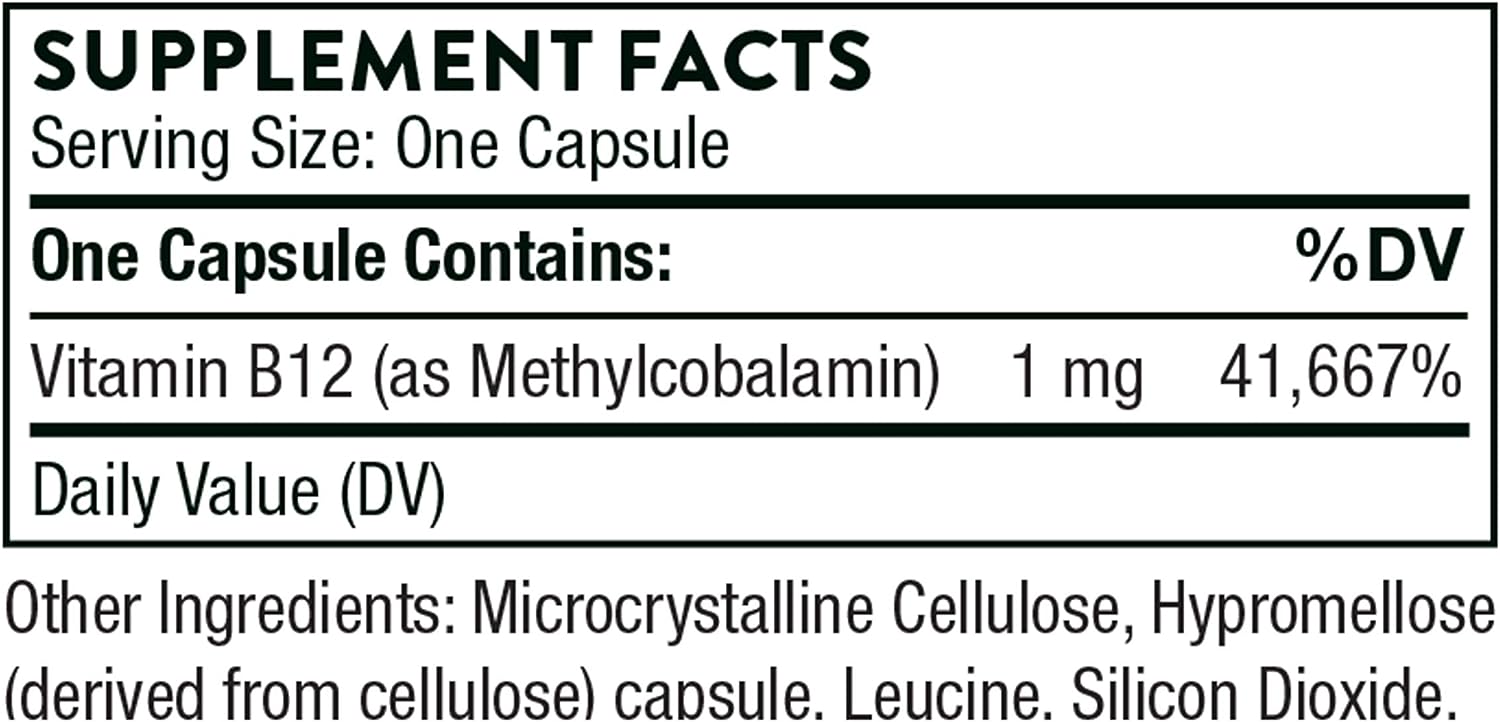 Витамин В12 (метилкобаламин) 1 mg, 60 капсули - Thorne