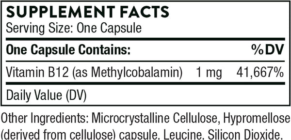 Βιταμίνη Β12 (μεθυλοβαλαμίνη) 1mg, 60 κάψουλες - Thorne