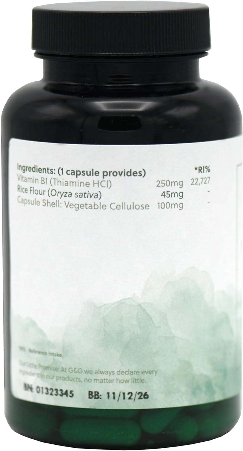 Βιταμίνη Β1 θειαμίνη 250mg - 90 κάψουλες - V & G βιταμίνες