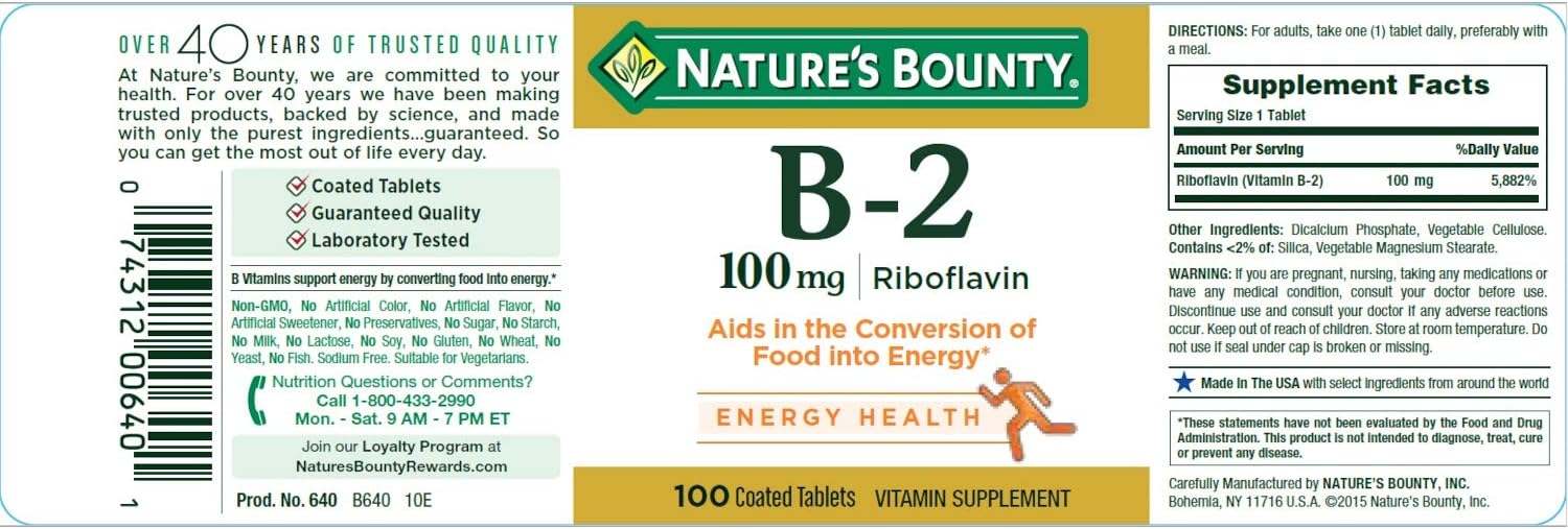 Witamina B -2, 100 mg, 100 tabletek - nagroda natury