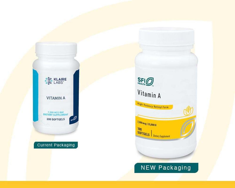 Vitamin A 25,000IU, 100 Softgels - Klaire Labs