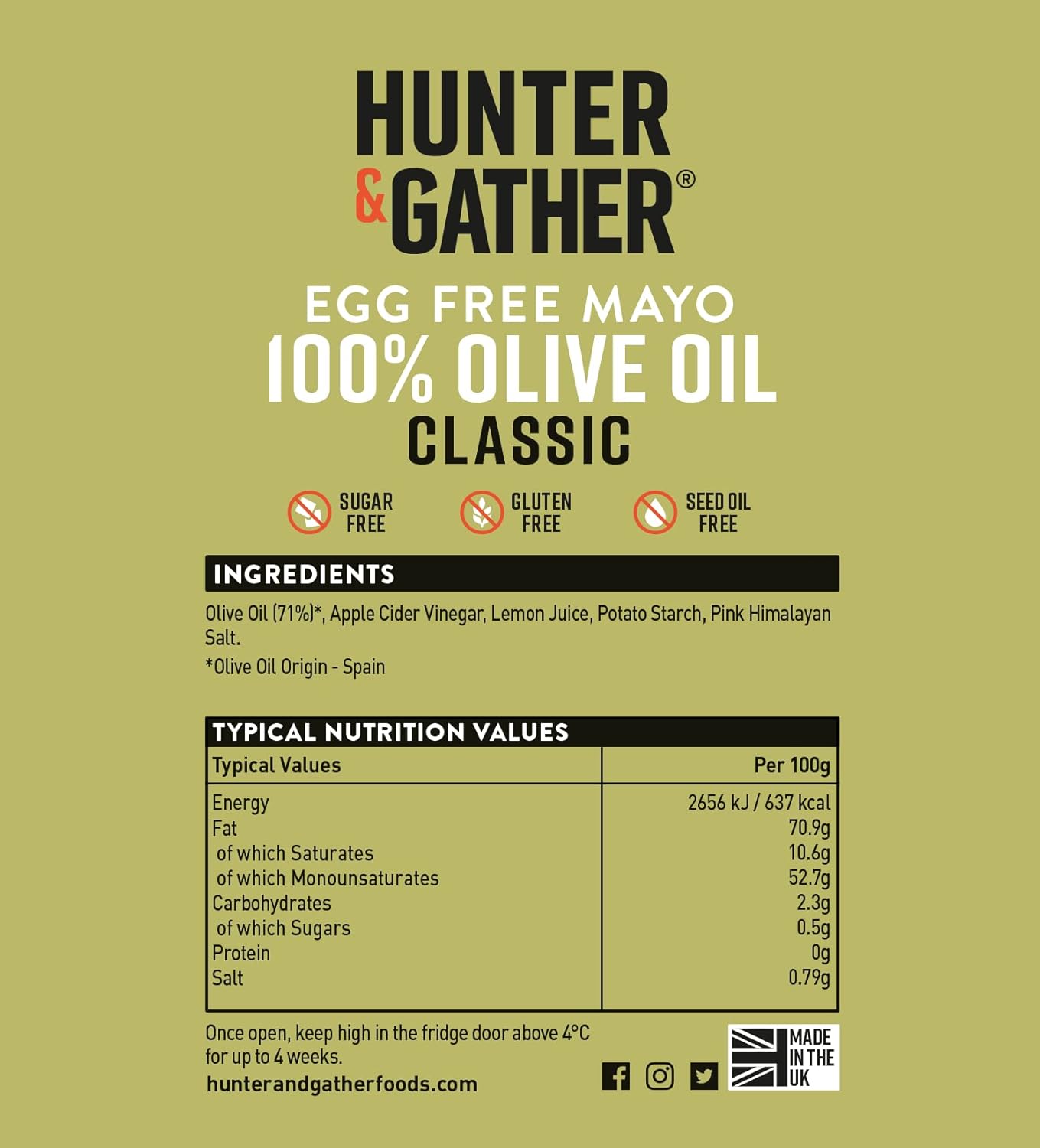 Hunter and Gather Classic 100% Olive Oil Mayonnaise 250g