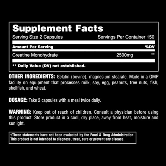 Animal Micronized Creatine Monohydrate Capsules - 300 caps