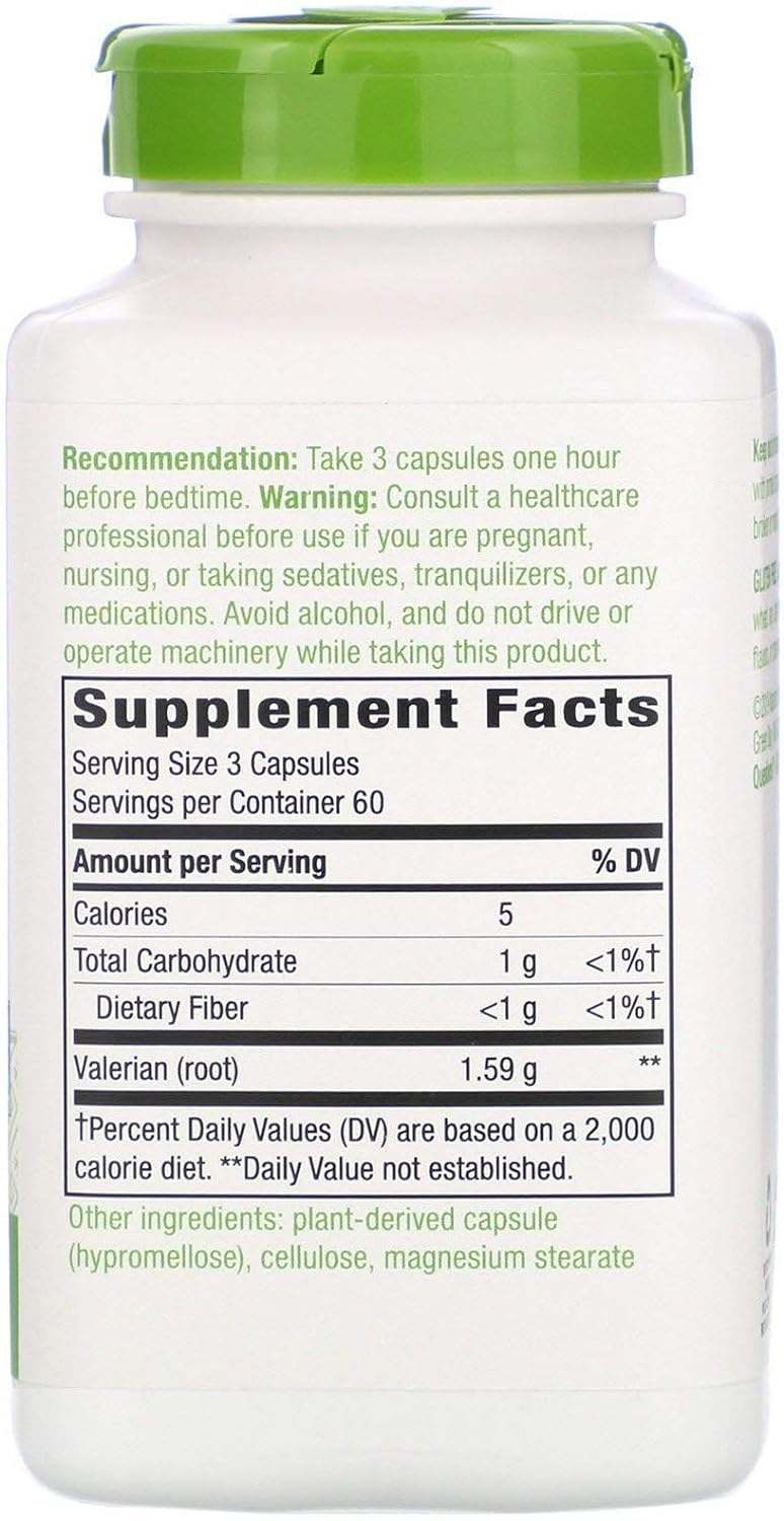 Valerian Root 1590 mg, 180 Veganskih kapsula - Natura