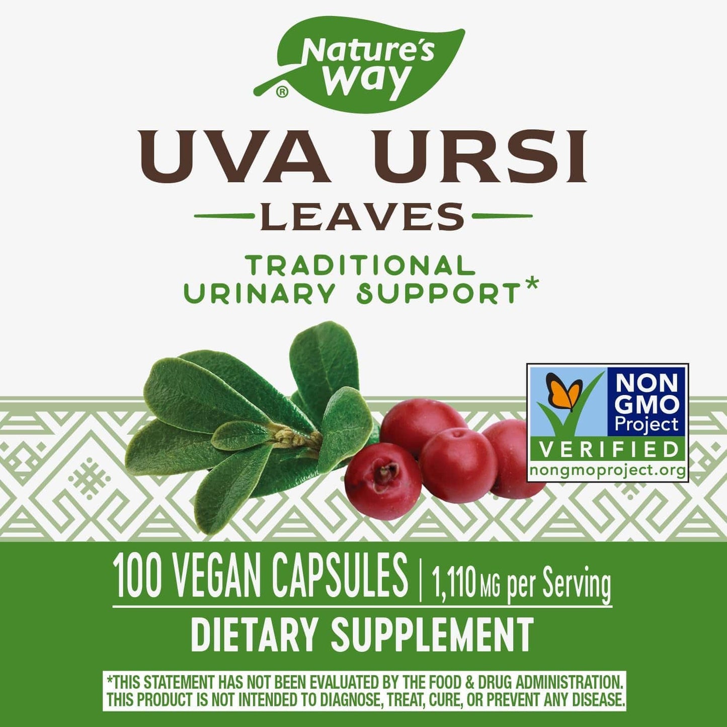 Feuilles uva ursi, 100 capsules - Natures Way