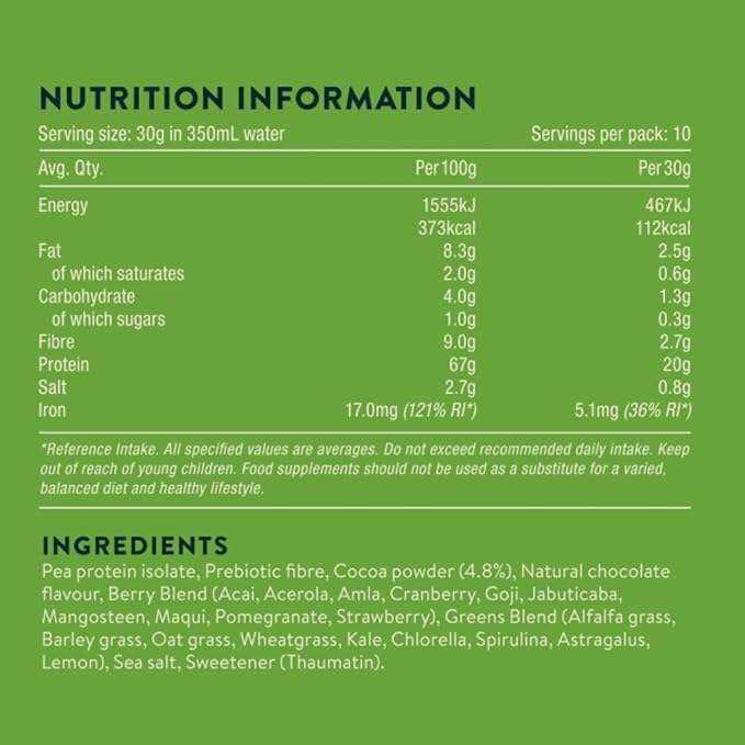 Nuzest - 300g - πρωτεΐνη συν χόρτα + μούρα κακάο