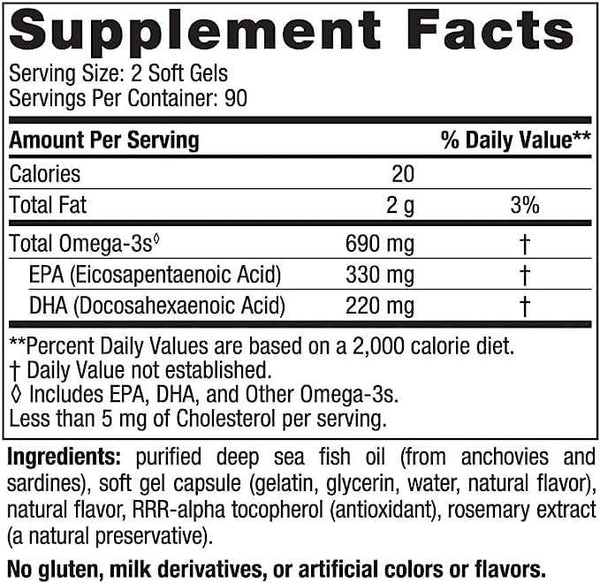 Omega -3 (citroen) 180 zachte gels - Noordse naturals