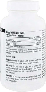 Betaine HCI (z pepsin) - 650 mg 180 tabletek - źródło naturalne