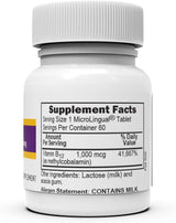 Metilcobalamina B -12 1000 mcg, B -6 y ácido fólico - 60 tabletas microlingües - fuente superior