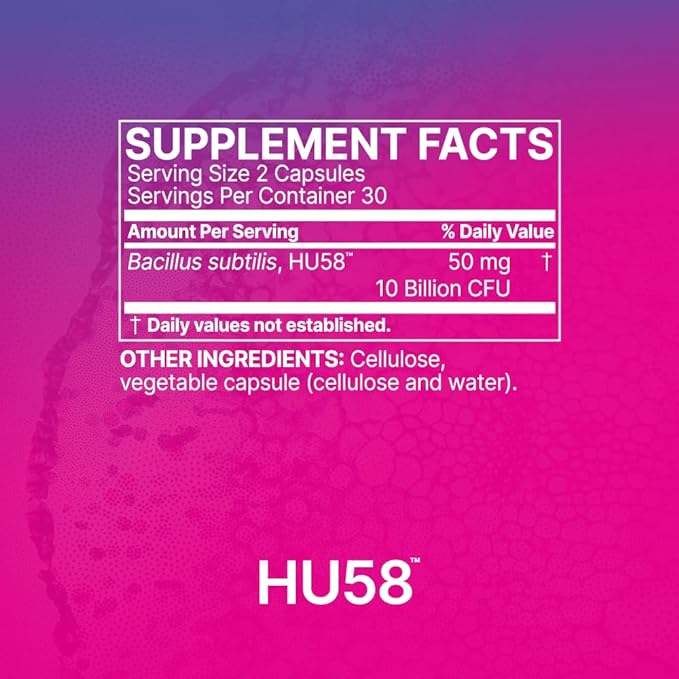 HU58 Bacillus Subtilis à haute puissance, 60 Caps - Microbiome Labs