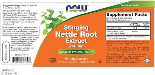 Nettle Root Extract Stinging 250 mg 90 Vcaps Now