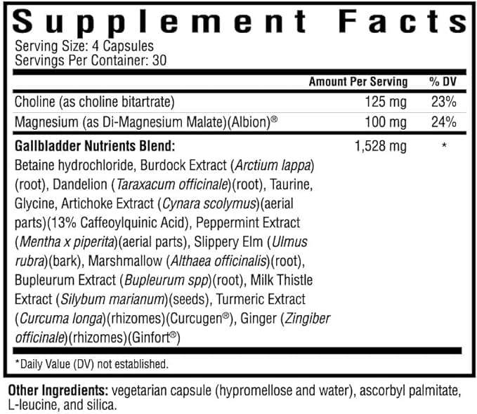 Nutrienți ai vezicii biliare (120 de capsule) - Căutarea sănătății