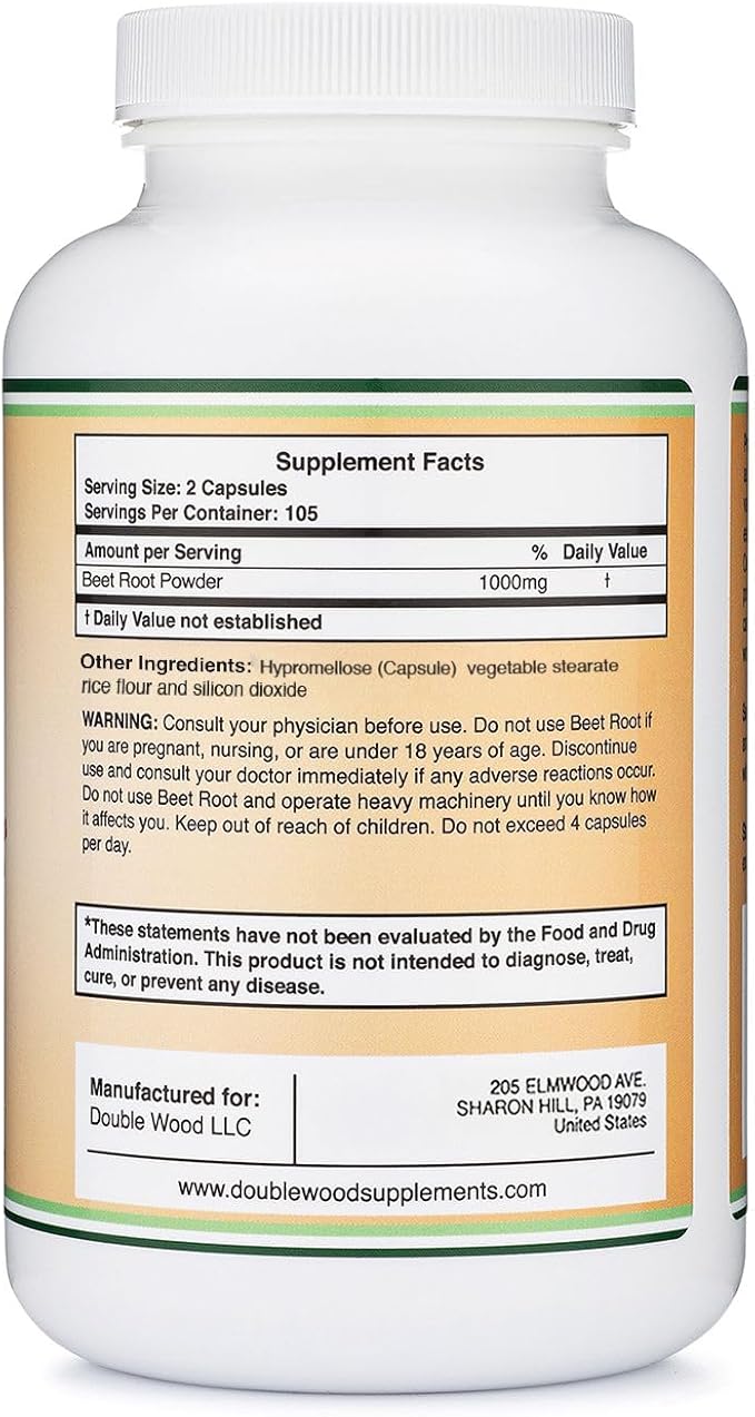 Racine à double betterave en bois - 210 x 500 mg de capsules