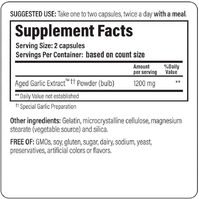 Kyolic Cardiovascular & Immune Reserve (alderen hvidløgsekstrakt) 1200 mg, 120 kapsler - Wakunaga