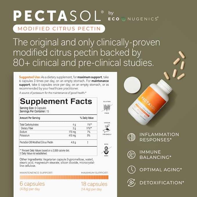 Pektasols -C (modificēts citrusaugļu pektīns) 90 kapsulas - ekonugenika