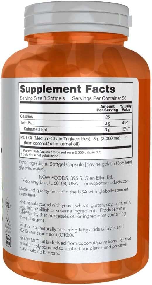 MCT Oil 1000 mg, 150 SoftGel - Now Foods (Sport)