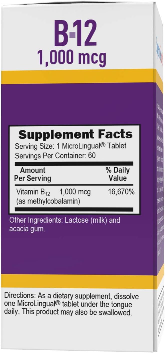 Methylcobalamin B-12 1000 mcg, B-6 & Folic Acid - 60 MicroLingual Tablets - Superior Source