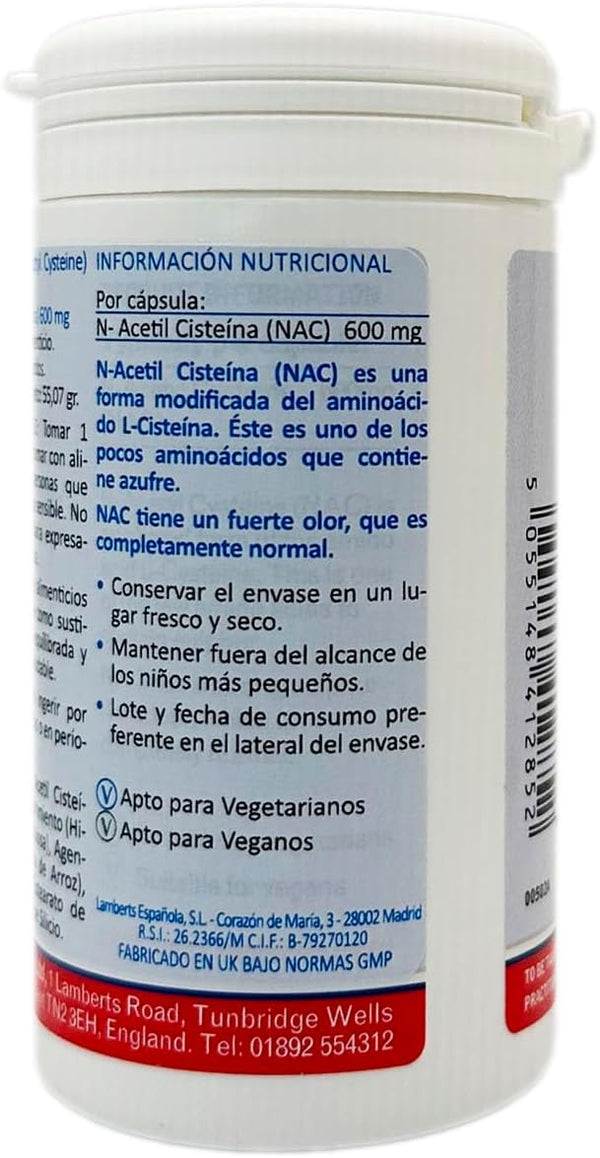 N -acetil cisteína (NAC) 600 mg 60 tapas - Lamberts