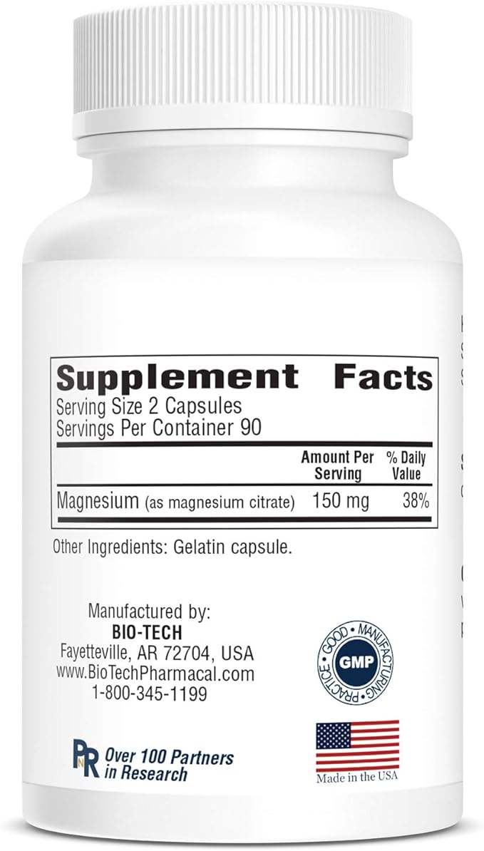 Magnesium Citrate (180 caps) - BioTech