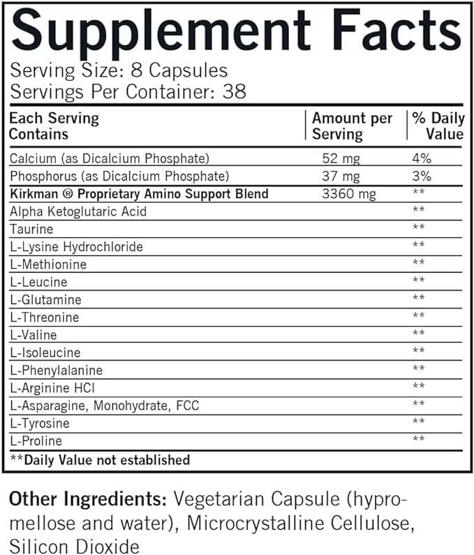 Amino support med fri form Essentielle aminosyrer & AKG, 304 kapsler - Kirkman Labs