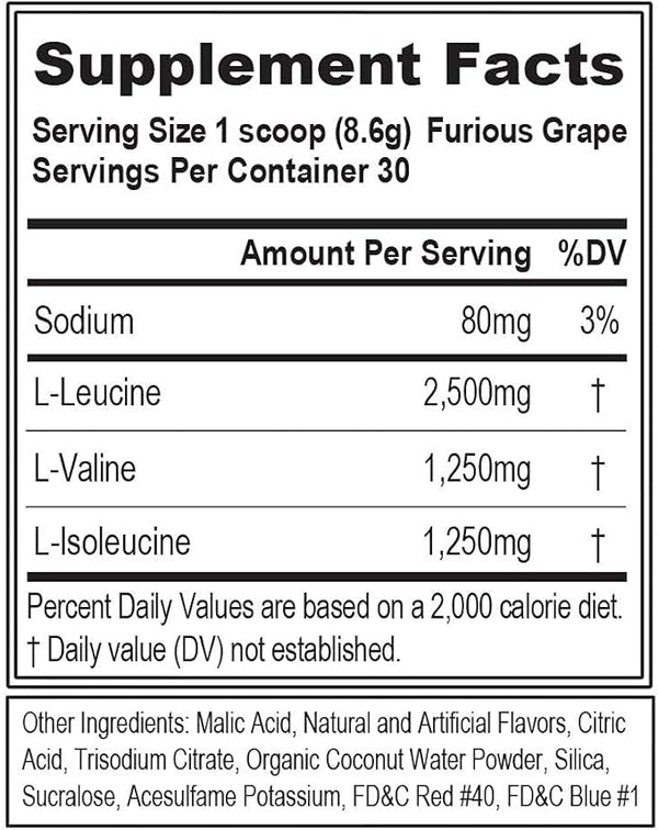 EVLution Nutrition BCAA 5000, Furious Grape - 258 grams