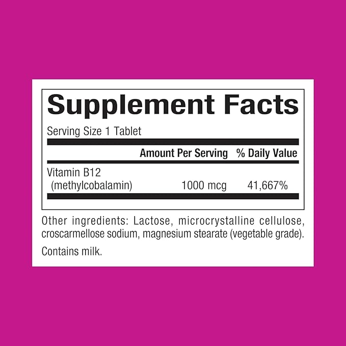 B12, méthylcobalamine, 1000 mcg, 90 comprimés à croquer - Facteurs naturels