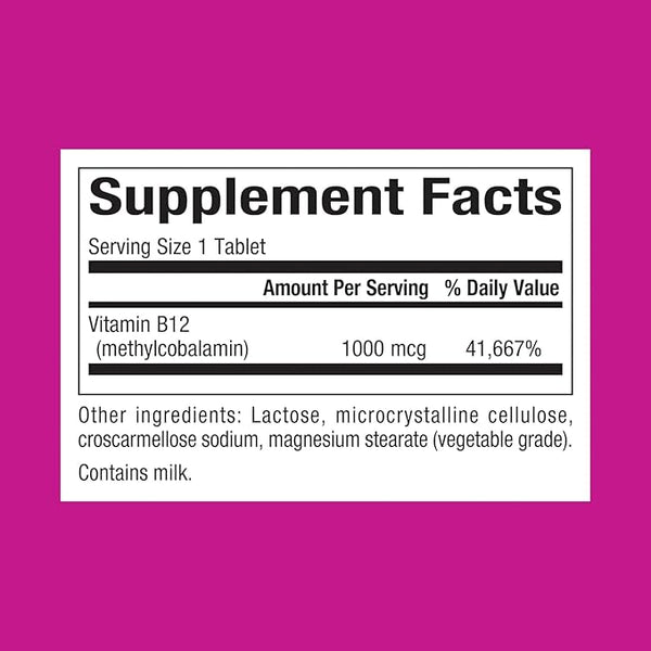 B12, Methylcobalamin, 1000 mcg, 90 žvýkací tablety - přírodní faktory