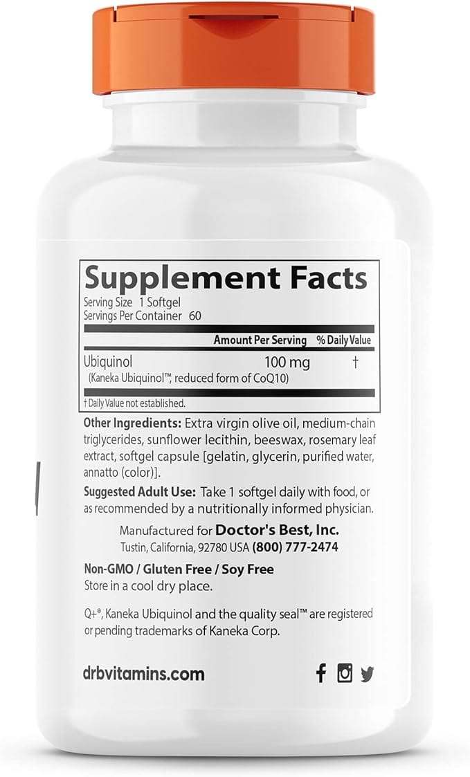 Ubiquinol s Kanekom 100mg, 60 Softgels - Doctor's Best