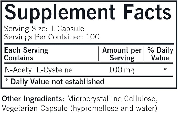 N -acetylcysteïne 100 mg (hypoallergeen), 100 capsules - Kirkman Laboratories