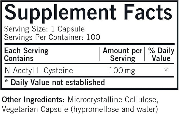 N -acetylcysteïne 100 mg (hypoallergeen), 100 capsules - Kirkman Laboratories