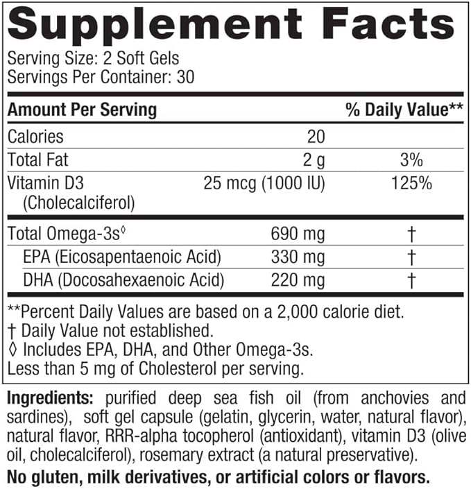 Omega -3d 60 Softgels, Lemon Flast - Nordic Naturals