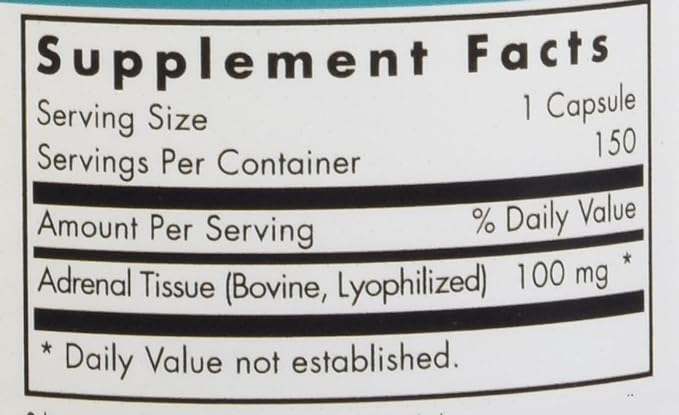 Adrenal Natural Glandular 100 mg, 150 kapsler - Næringsikologi / Allergy Research Group