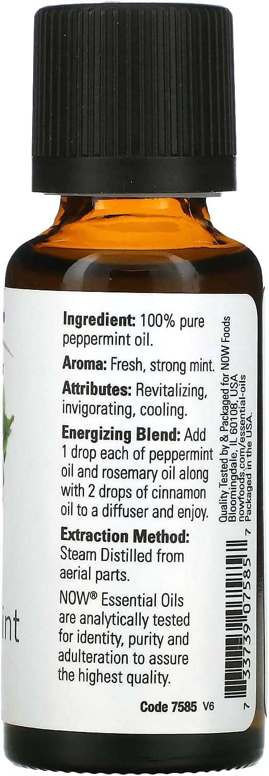 Organic Peppermint Oil Essential Oil 1oz - Now Foods