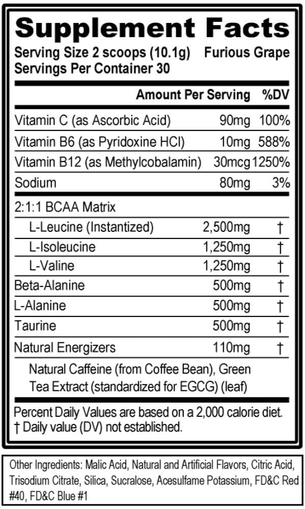 EVLution Nutrition BCAA Energy, Furious Grape - 303 grams