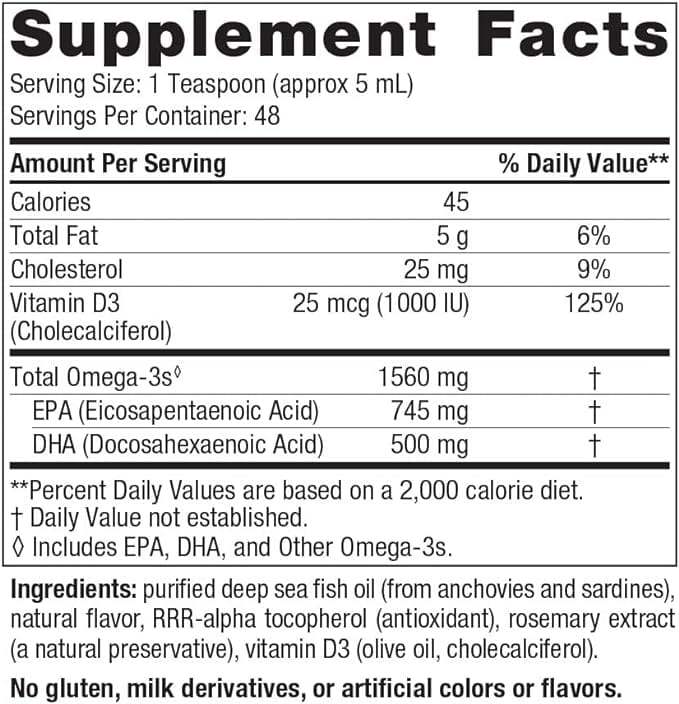 Omega -3d (lămâie) 237 ml - Natural Naturals