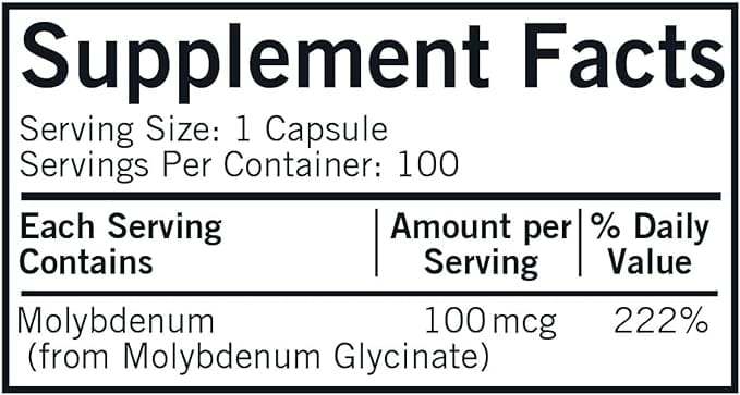 Molibdeno 100mcg (ipoallergenico), 100 capsule - Kirkman Laboratories