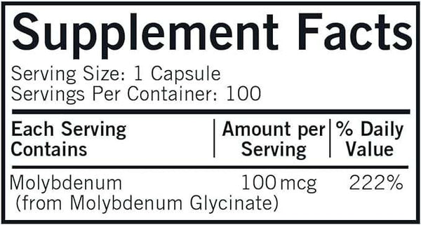 Μολυβδαίνιο 100mcg (υποαλλεργικό), 100 κάψουλες - εργαστήρια Kirkman